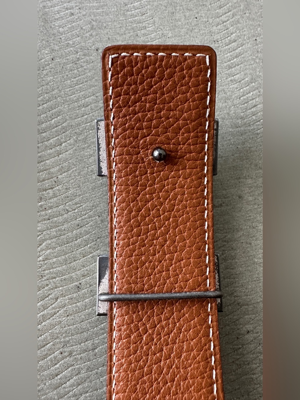 Hermes SILVER Buckle H Belt Black Black Tan Leather Strap 32 mm Width Size 95 Cm - Picture 15 of 16